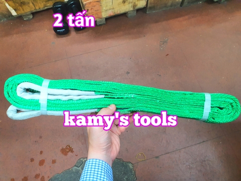 Dây cáp vải cẩu hàng bản dẹp 2 tấn, Hệ số 5:1, dài 1m-10m
