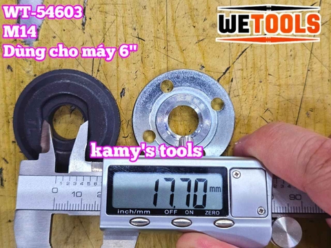 Ốc hãm máy mài bộ tán mài mặt bích kẹp đĩa cắt lưỡi đá mài M14 cho máy mài góc 150mm Wetools WT-54603
