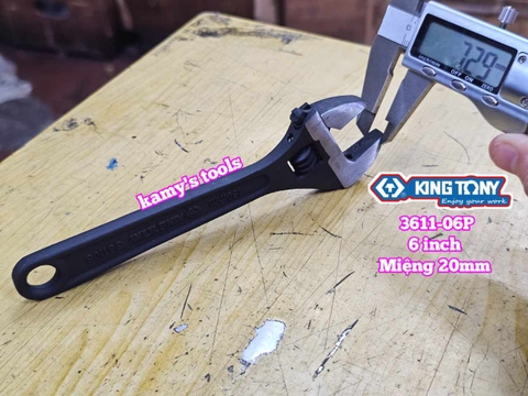 Mỏ lết miệng đen Kingtony 6 inch 150mm 3611-06P miệng mở 0-20mm