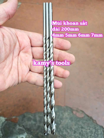 Mũi khoan sắt dài 200mm cỡ 4mm 5mm 6mm 7mm 8mm Wetools