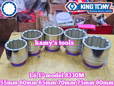 Đầu tuýp 1 inch trắng 55mm 60mm 65mm 70mm 75mm 80mm Kingtony 833055M 833060M 833065M 833070M 833075M 833080M