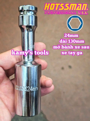 Tuýp tháo mở ốc bánh xe sau xe tay ga 24mm dài 130mm Hotssman HSM-221324