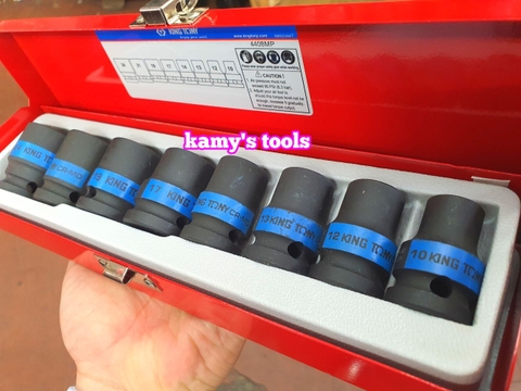 Bộ tuýp khẩu đen ngắn 1/2 inch Kingtony 4408MP 8 chi tiết 10mm-24mm