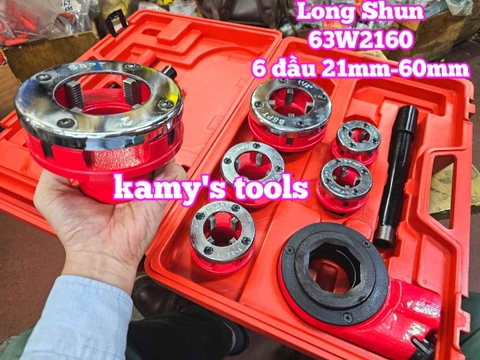 Bộ dụng cụ taro ren ống sắt bằng tay tạo ren ngoài Long Shun 63W2160 gồm 6 đầu 21mm 27mm 34mm 42mm 49mm 60mm