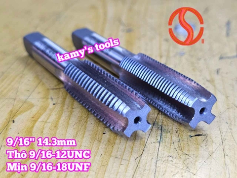 Bộ taro hệ inch tạo ren trong 9/16 inch (14.3mm) Shanghai bước ren thô và mịn 9/16-12 UNC 9/16-18 UNF