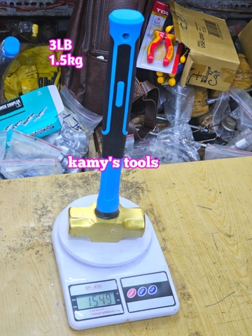 Búa đồng thau đầu lục giác 1.5kg 1500g 3LB cán nhựa dài 355mm kamytools BHCP-03