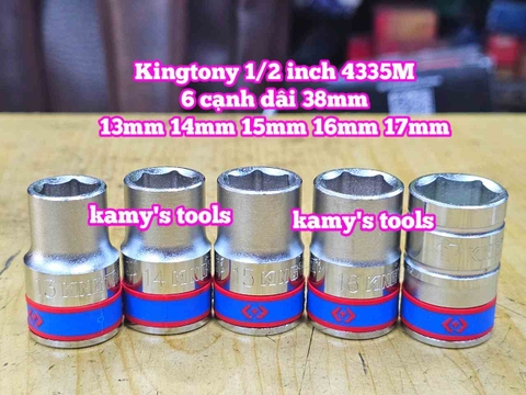 Đầu tuýp ngắn 1/2 inch Kingtony lục giác 6 cạnh 13mm 14mm 15mm 16mm 17mm 433513MR 433514MR 433515MR 433516MR 433517MR