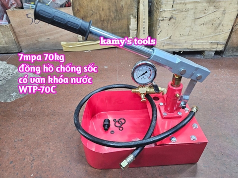 Bơm thử áp lực nước 7mpa 70kg/cm2 WTP-70C có van khóa nước cao cấp kamytools