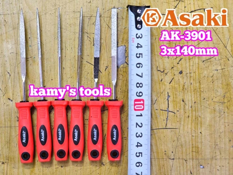 Bộ dũa giũa kim cương 6 cây Asaki AK-3901 cỡ 3mm 3x140mm