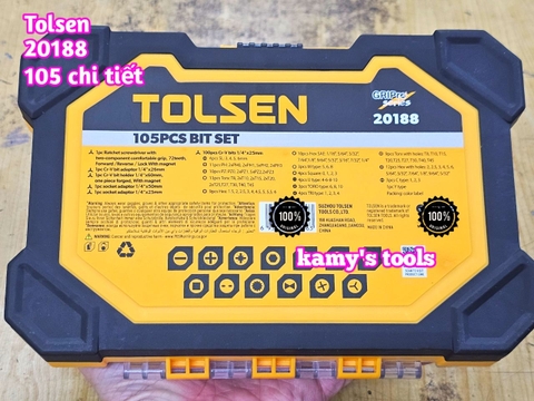 Bộ tua vít tự động cán đảo chiều trái phải 72 răng 105 chi tiết Tolsen 20188