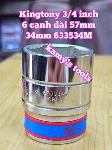 Đầu tuýp khẩu 3/4 inch 6 cạnh trắng Kingtony 33mm 34mm 35mm 36mm 38mm 633533M 633534M 633535M 633536M 633538M
