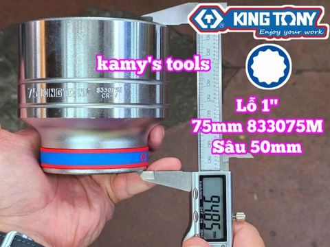 Đầu tuýp 1 inch trắng 55mm 60mm 65mm 70mm 75mm 80mm Kingtony 833055M 833060M 833065M 833070M 833075M 833080M