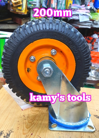 Bánh xe cao su đặc 200mm loại có đế xoay và có đế cố định (bán lẻ 1 cái)