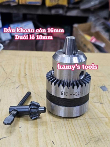Đầu khoan đầu kẹp mũi khoan sắt 1-16mm lỗ côn B18 Wetoools WT-DC16B18
