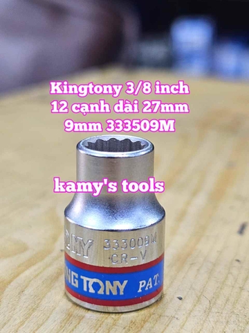 Đầu tuýp trắng 12 cạnh 3/8 inch dài 27mm Kingtony 6mm 7mm 8mm 9mm 10mm 333006M 333007M 333008M 333009M 333010M