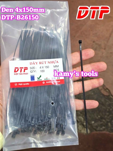 Dây rút dây thít nhựa màu đen trắng 4x150mm DTP-B26150 DTP-W26150 (1 bịch/100 sợi)
