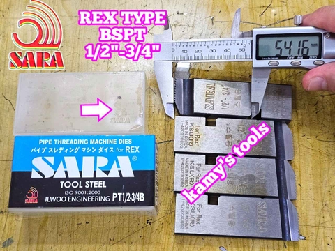 Dao tiện ren ống sắt tráng kẽm Rex hiệu Sara 1/2”-3/4” (21-27mm) hệ ren BSPT