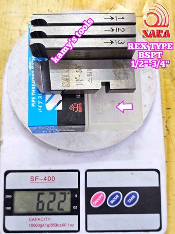 Dao tiện ren ống sắt tráng kẽm Rex hiệu Sara 1/2”-3/4” (21-27mm) hệ ren BSPT