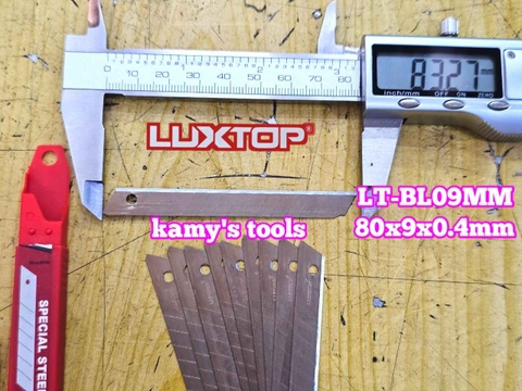 Lưỡi dao rọc giấy nhỏ 9mm Luxtop LT-BL09MM 80x9x0.4mm (10 lưỡi/hộp)
