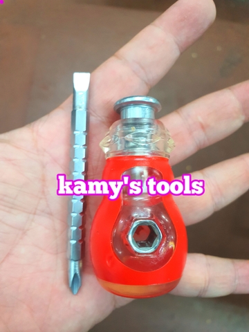 Tua vít lùn 2 đầu bake dẹp có lỗ tăng đơ dài ngắn cán nhưa 6.3mm, tô vít 2 đầu