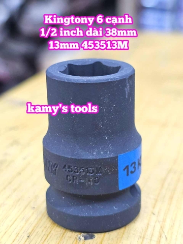 Đầu tuýp đen 1/2 inch Kingtony 6 cạnh 8mm 9mm 10mm 11mm 12mm 13mm 453508M 453509M 453510M 453511M 453512M 453513M