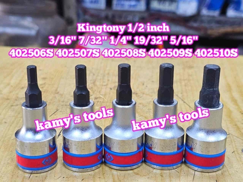 Tuýp lú đầu lục giác lỗ 1/2 inch Kingtony cỡ 3/16 7/32 1/4 19/32 5/16 inch 402506S 402507S 402508S 402509S 402510S