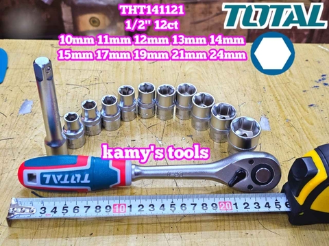 Bộ tuýp 1/2 inch 6 cạnh 12 chi tiết 10-24mm Total THT141121