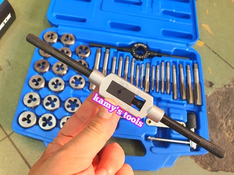 bộ taro bàn ren hệ mét 39 chi tiết kingtony model 12939MQ1 ren trong ren ngoài, bộ ta rô