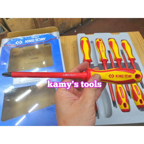 Bộ tua vít 7 cái cách điện 1000V hệ mét Kingtony 30617MR, tô vít cách điện