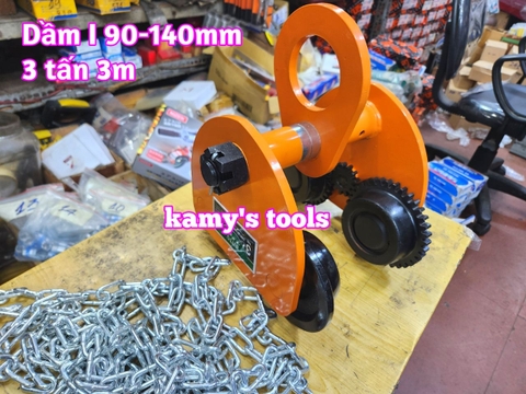 3 tấn 3m Rùa kéo pa lăng Nitto chạy dầm I 90mm-140mm GCL-3