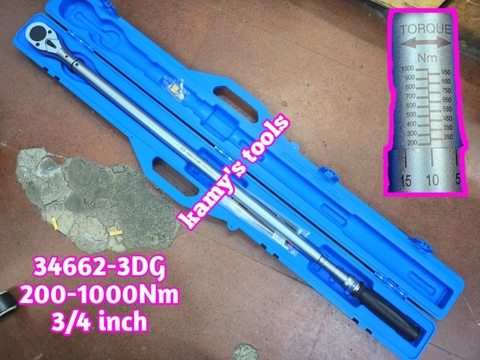 Cần siết lực Kingtony 3/4 inch 34662-3DG 200-1000Nm dài 1238mm 24 răng