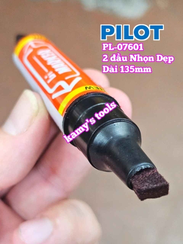 Bút lông dầu Pilot Bi Marker 2 đầu dẹp và nhọn dài 135mm Pilot-07601