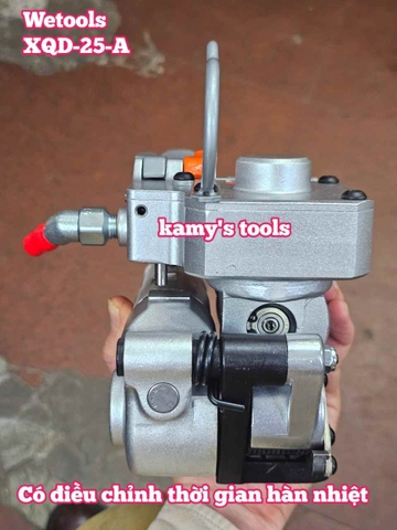 Máy đóng đai siết đai nhựa dùng hơi khí nén PP PET 16-25mm Wetools XQD-25-A có bộ chỉnh thời gian hàn nhiệt cao cấp