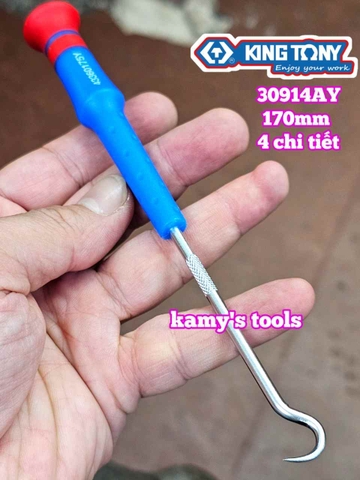 Bộ dụng cụ tua vít tháo móc phốt chặn 4 chi tiết dài 170mm Kingtony 30914AY