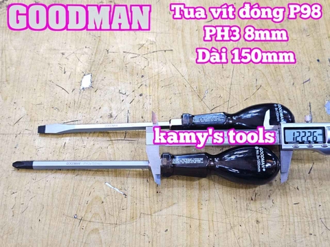 Tua vít đóng Goodman bake PH3 dẹp 8mm dài 150mm P98+8x150 P98-8x150