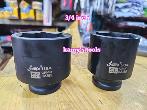 Đầu tuýp 3/4 inch dài 80mm Santa thép Cr-mo 46mm 48mm 50mm 55mm IM246 IM248 IM250 IM255