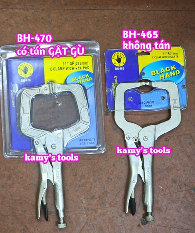 Kìm bấm chết miệng chữ C gật gù Black Hand BH-470 và BH-465 dài 11 inch 275mm mở miệng 96mm