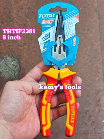 Kìm nhọn cách điện 1000v Total THTIP2381 dài 8 inch 200mm