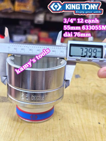 Đầu tuýp 3/4 inch 12 cạnh trắng Kingtony 55mm 633055M