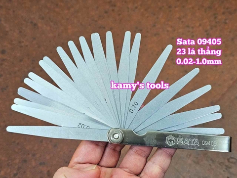 Thước căn lá dưỡng đo độ dày đo khe hở căn chỉnh cò xupap Sata 23 lá loại thẳng 09405 cỡ 0.02-1.0mm