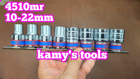 Bộ tuýp khẩu 1/2 inch 8 chi tiết 10-22mm Kingtony hệ mét 6 cạnh 4510MR 12 cạnh 4010MR hệ inch 12 cạnh 4010SR