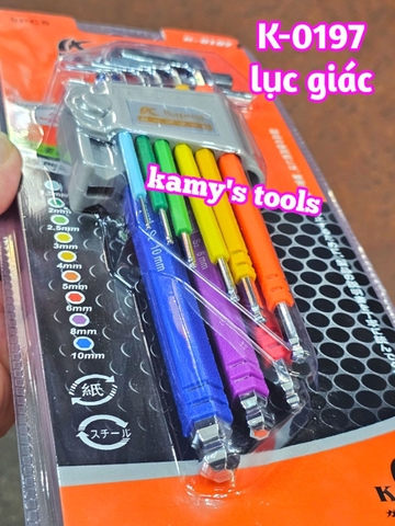 Bộ khóa lục giác bi và bông hoa thị nhiều màu Kapusi 9 cây K-0197 và K-0198