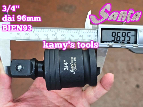 Đầu tuýp nối lắc léo đen gật gù xoay 360 độ 3/4 inch Santa BIEN93 dài 44x96mm