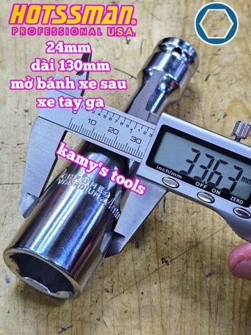 Tuýp tháo mở ốc bánh xe sau xe tay ga 24mm dài 130mm Hotssman HSM-221324