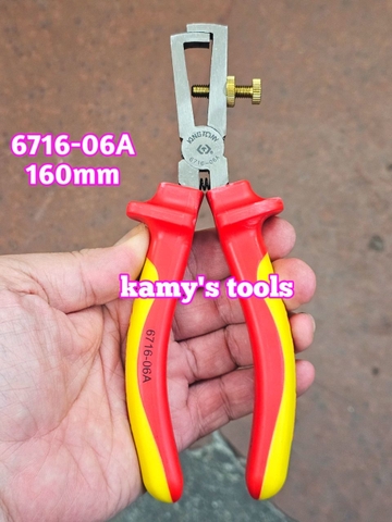 Kìm tuốt dây cách điện 1000V Kingtony 6716-06A dài 6 1/4 inch (160mm) tuốt dây 5mm tương đương 10mm2