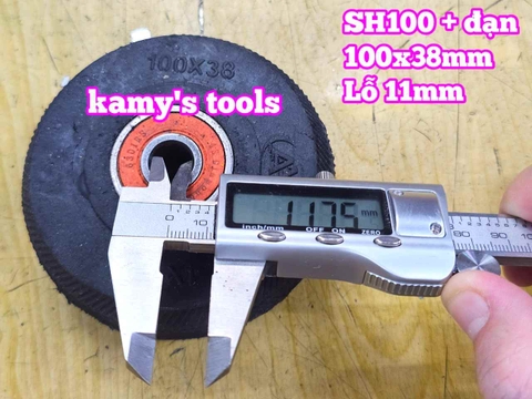 Bánh xe cao su đặc Sanho 100mm kèm bạc đạn 6301RS lỗ 11mm 100x38mm Kamytools