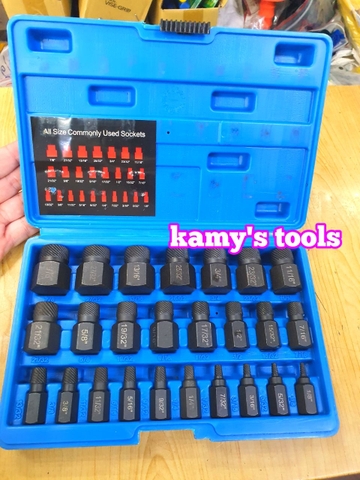 Bộ tuýp khẩu tháo mở lấy ốc hỏng trờn ren ốc vít gãy 25 chi tiết kamytools