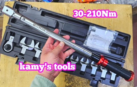 Cần siết cân chỉnh lực đổi đầu 1/2 inch 30-210Nm 9 cờ lê miệng 13-30mm