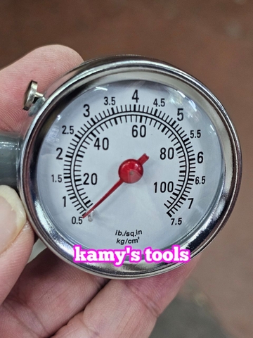 Đồng hồ đo áp suất lốp xe ô tô bánh xe gắn máy 7.5kg/cm2 nhỏ gọn bỏ túi kamytools