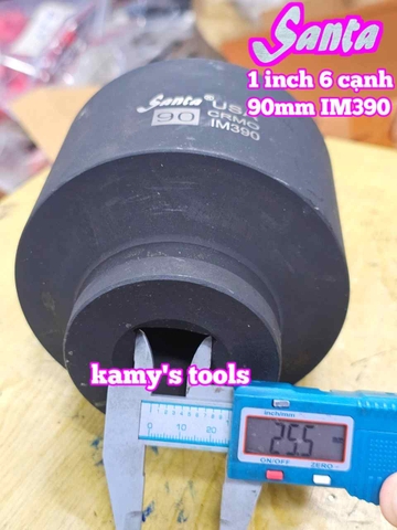 Đầu tuýp khẩu 1 inch Santa 6 cạnh thép Cr-mo 90mm IM390